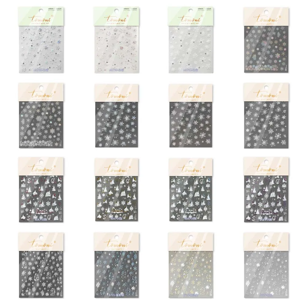 Nail Accessories Christmas Snowflake Nail Sticker Shell Light New Year Christmas Diamond Nail Decal 5D Bronzing Diamond