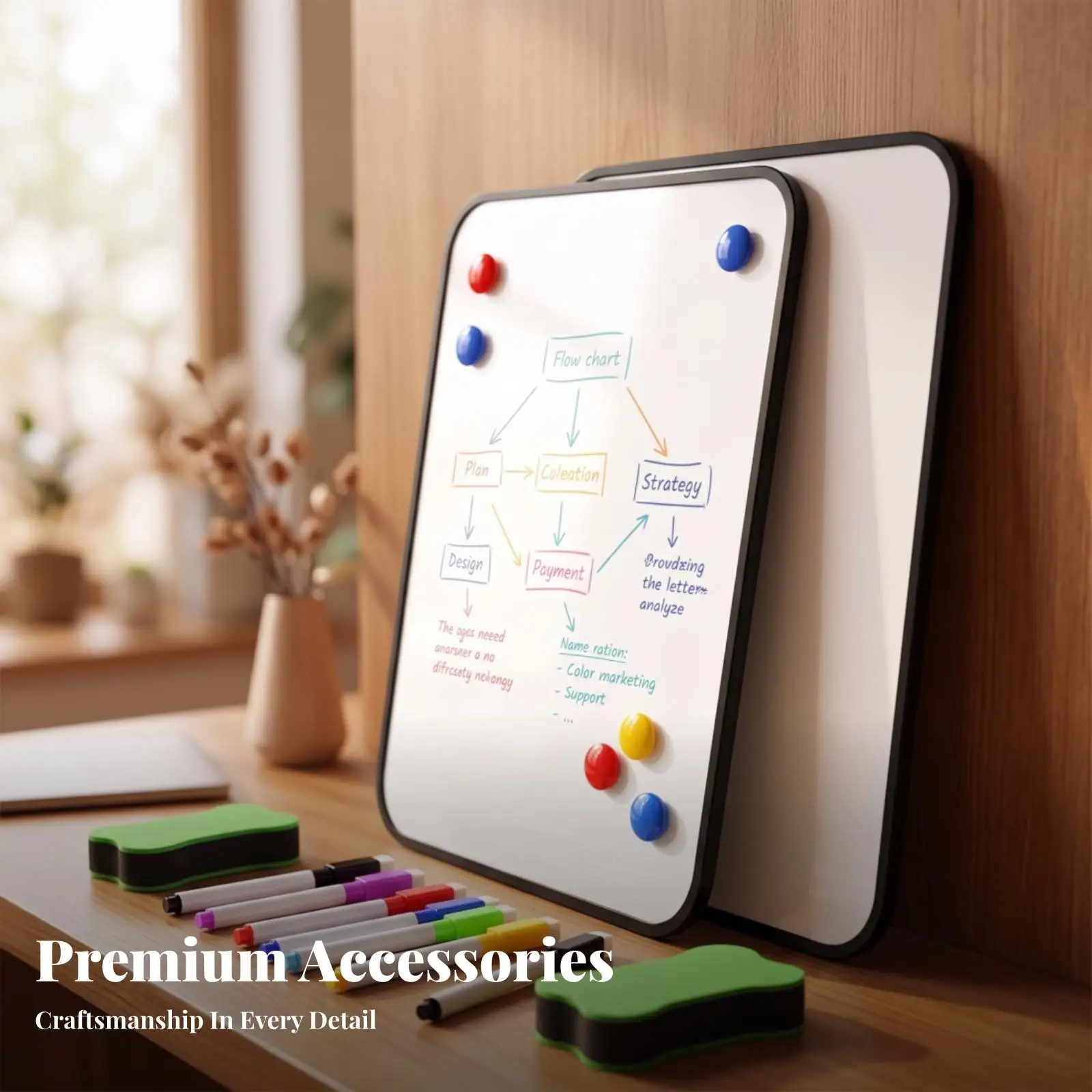 Durable Desktop Whiteboard for Kids with Metal Hinge and Eraser for Office and Home Study