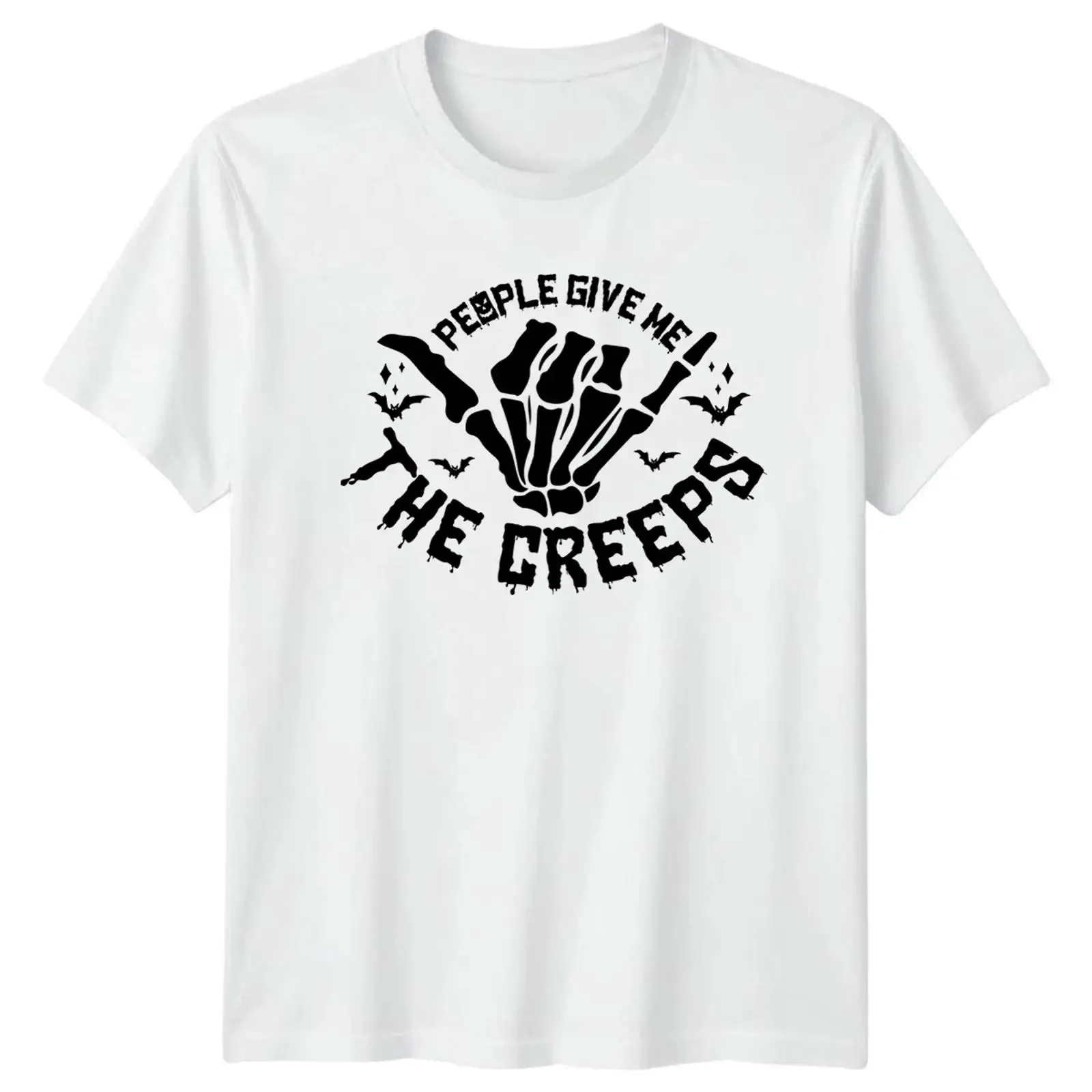 People Give Me The Creeps T Shirt Spooky Skeleton Halloween for Him and Her Image 1 of 4 vintage Washed streetwear homme