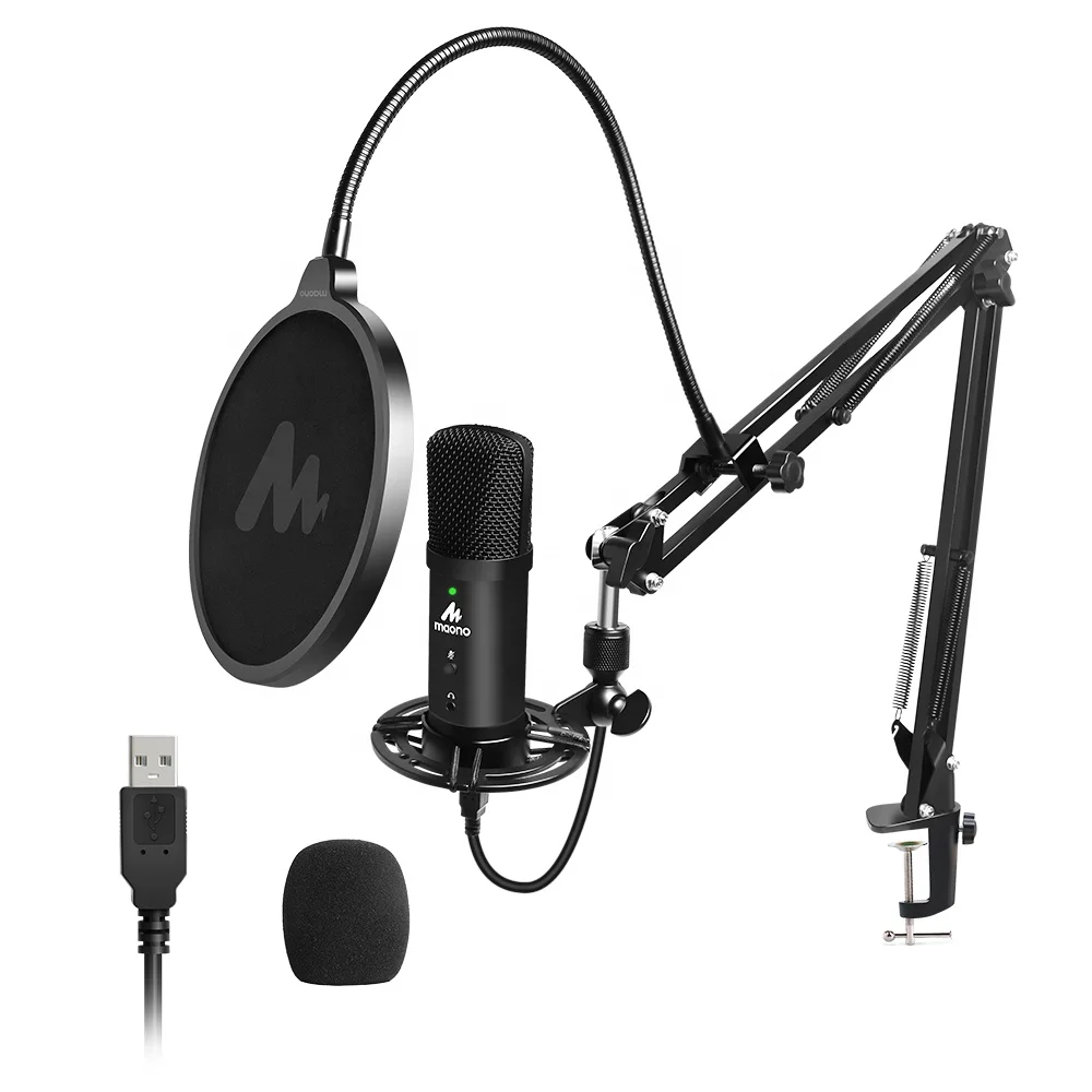 Micrófono Profesional MAONO para Transmisión, Conexión USB, Micrófono para Juegos, Micrófonos USB para Grabación de Estudio