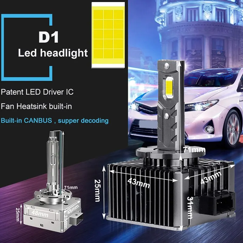 Dualvision D3S Fari LED HID D1S D2S D1R D2R D3R Turbo LED 35000LM Chip CSP bifacciale 6500K 4300K 90W Plug and Play