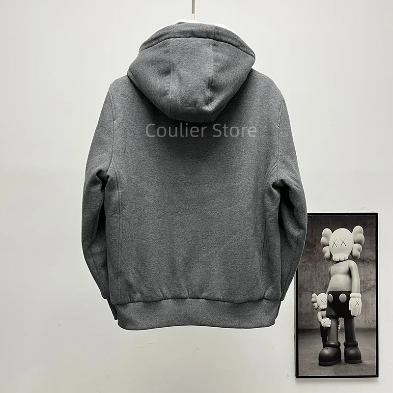 Canadian men women cashmere jacket thick warm jacket white black wool fleece jacket hooded sweatshirt down jacket