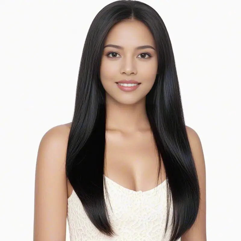 28 Inch Long Black Wig with Flattering Bangs - Straight Synthetic Hair for Everyday Glam - Easy-to-Style Wigs Designed for Women