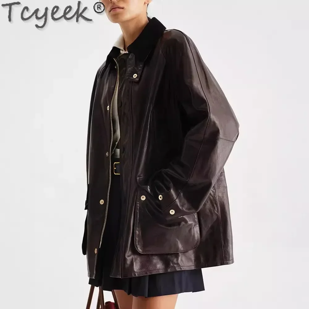 Tcyeek Real Leather Jacket Women Clothes Spring Autumn Sheepskin Coat Women's Leather Jackets Korean Fashion Jaqueta Couro 2024