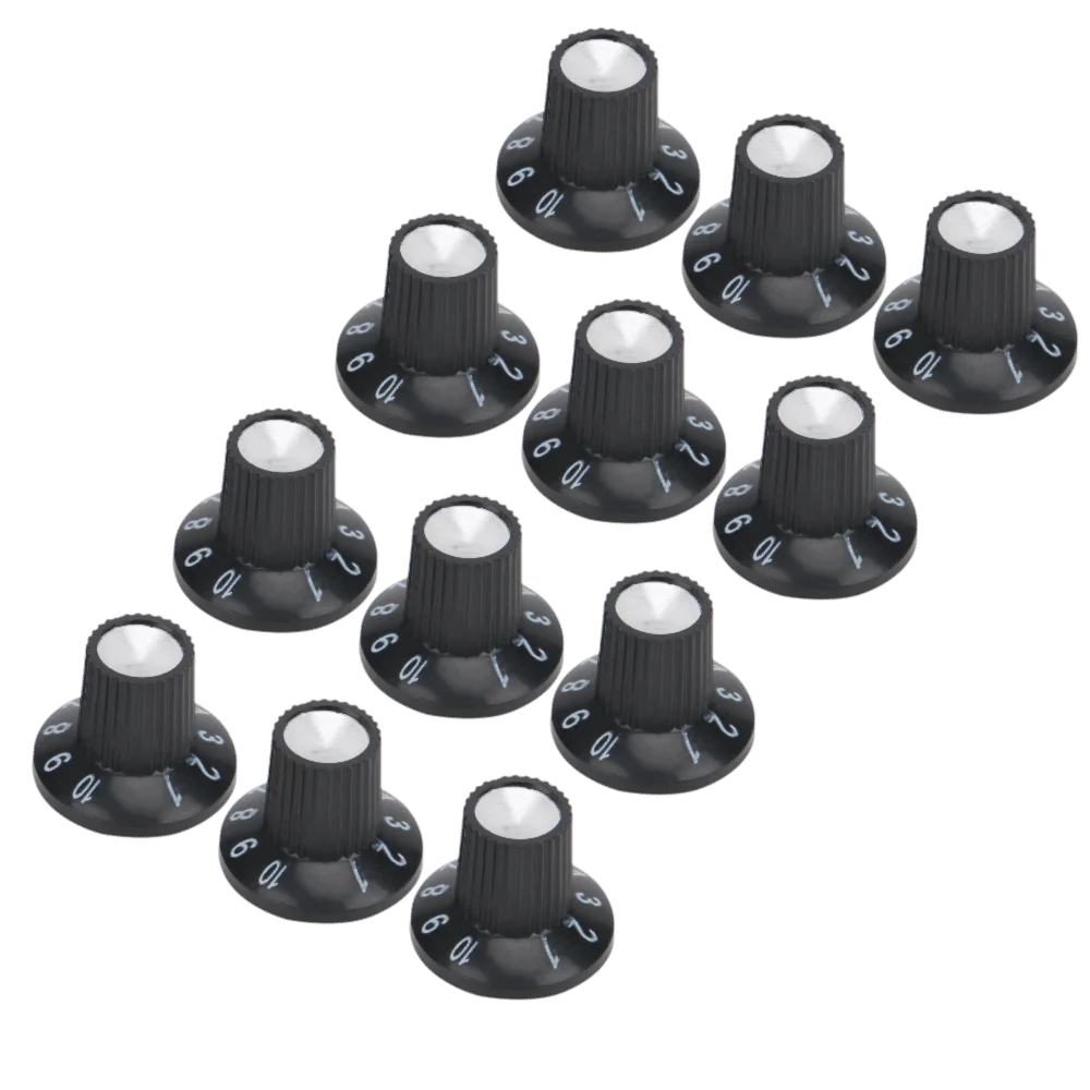 12PCS Professional Plastic Material Electric Guitar Knobs Black Color Witch Hat Knobs Guitar Amp Knobs For Electric Guitar