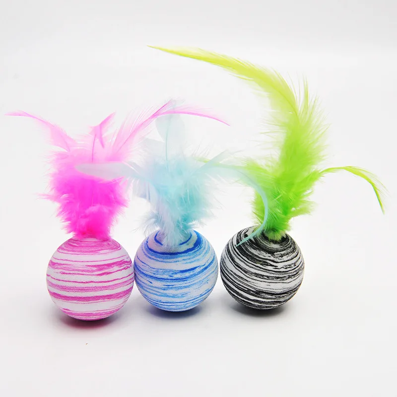 Cat toy Ball Feather Funny Cat Toy Star Ball Plus Feather Foam Ball Throwing Toys Interactive Plush Toys Pet Supplies katten toy