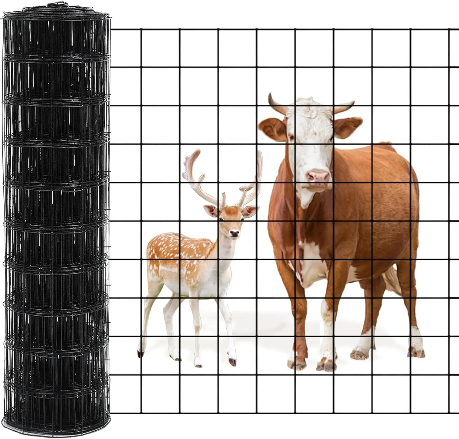 

4ft x 50ft PVC Coated Welded Wire Fence for Garden, Pets, and Animal Protection - Durable Black Mesh