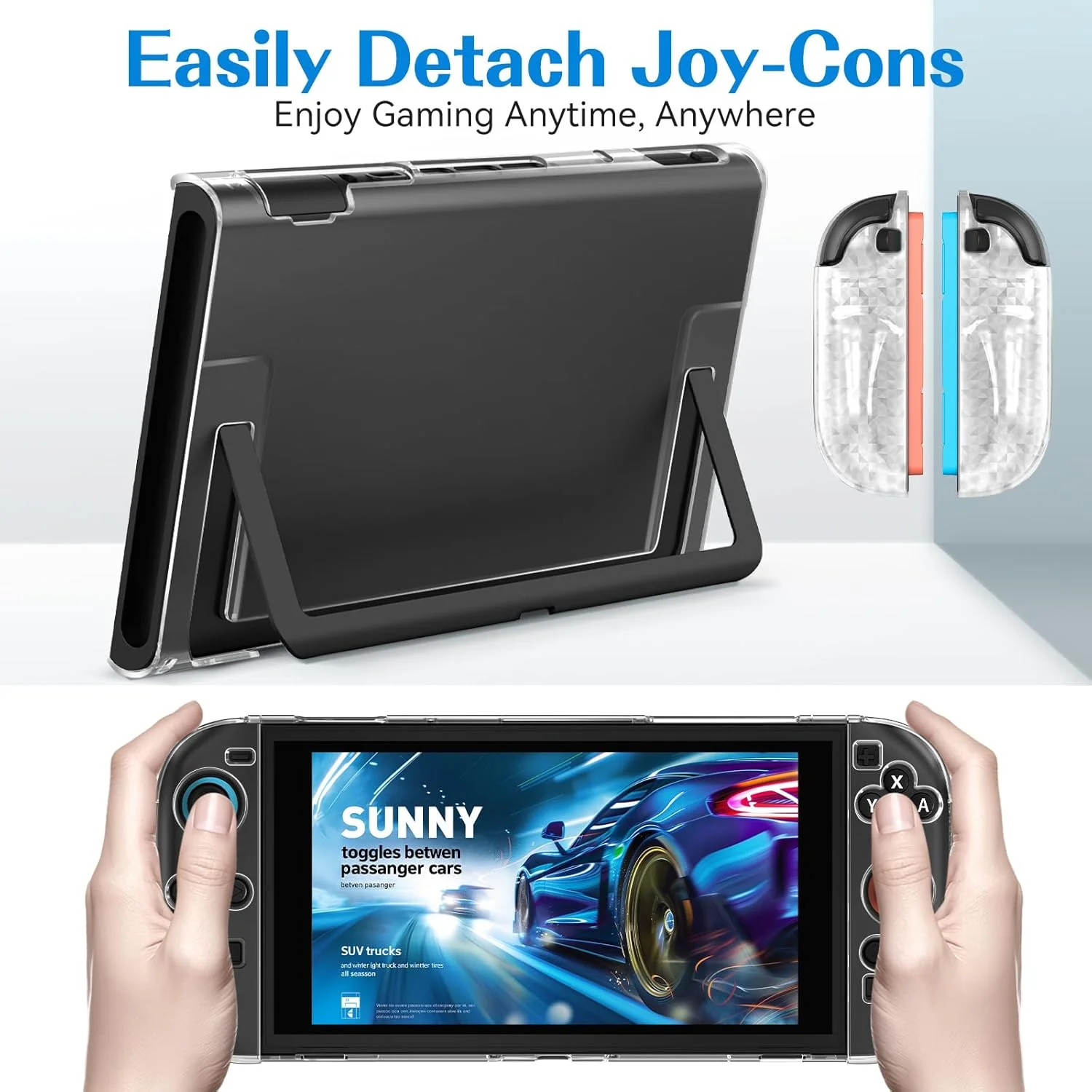 حافظة صلبة شفافة من البولي كربونات غطاء حماية لوحدة التحكم في الألعاب NS Switch 2 Joy-con Back حامي كامل لملحقات التبديل