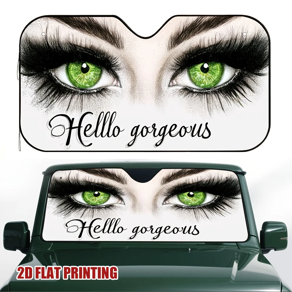1pc Stunning Green Eyes Gaze Car Sun Visor, Ideal For Drivers And Commuters, Easy To Install, Reduces Sunlight Glare.