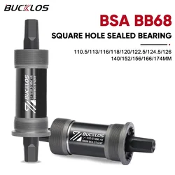 BUCKLOS Bike Bottom Bracket BSA BB68 Sealed Bearing Bicycle Square Threaded Bottom Bracket Hollow Axle 113/120/122.5/126/140mm