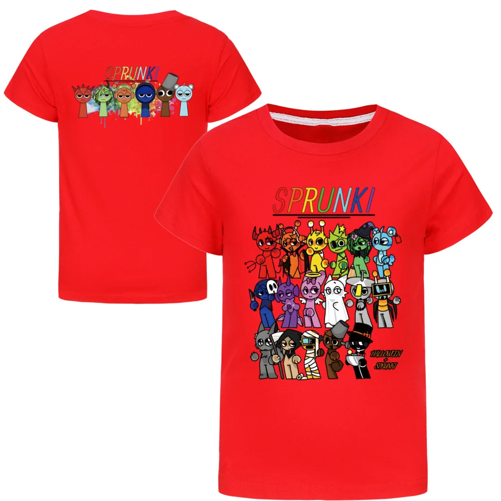 Hot Spunki Music Song Children's Short Sleeve T-Shirt, Horror Game, Incredibox, Tops, Cartoon Clothes, Tees, Girls, Boys, Kids