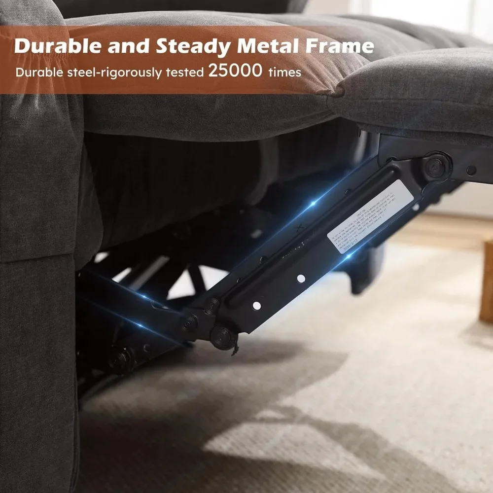 โซฟาปรับเอนพร้อมที่วางแก้วสำหรับห้องนั่งเล่น โซฟาปรับเอนแบบแมนนวล 2 ที่นั่ง, โซฟาปรับเอนไฟฟ้าทันสมัยพร้อมที่ชาร์จ USB และที่เก็บของ