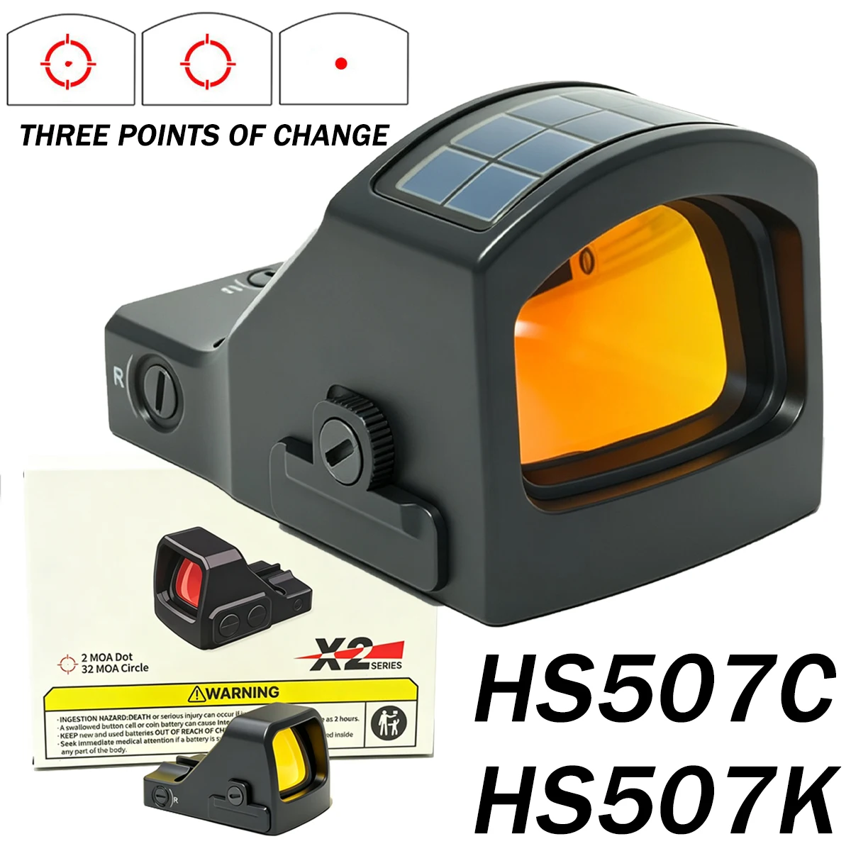 New HS 507K Red Dot Sight Three Points of Change Adjustable Compact Rifle Scope HS 507C Solar Optics Sight with Motion Sensing