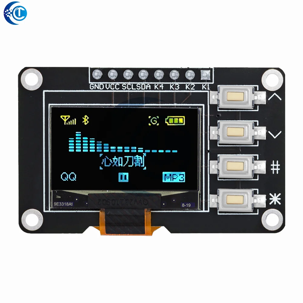 NEW product 0.96 inch OLED IIC White/YELLOW BLUE/BLUE 12864 OLED Display with 4x4 key I2C SSD1315 LCD Screen Board for Arduino