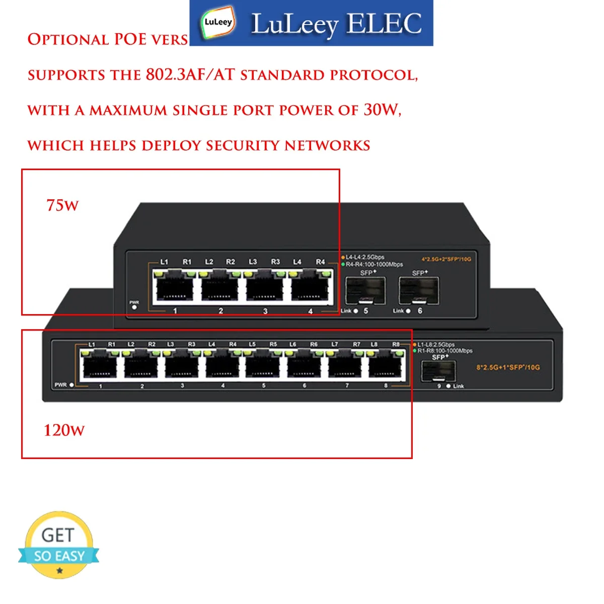 Imagem -02 - Switch Ethernet Plug And Play Auto Mdi Mdix sem Gerenciamento ac 100240v 2.5g Rj45 Sfp Plus Poe Port 10m 100m 1000m 30w