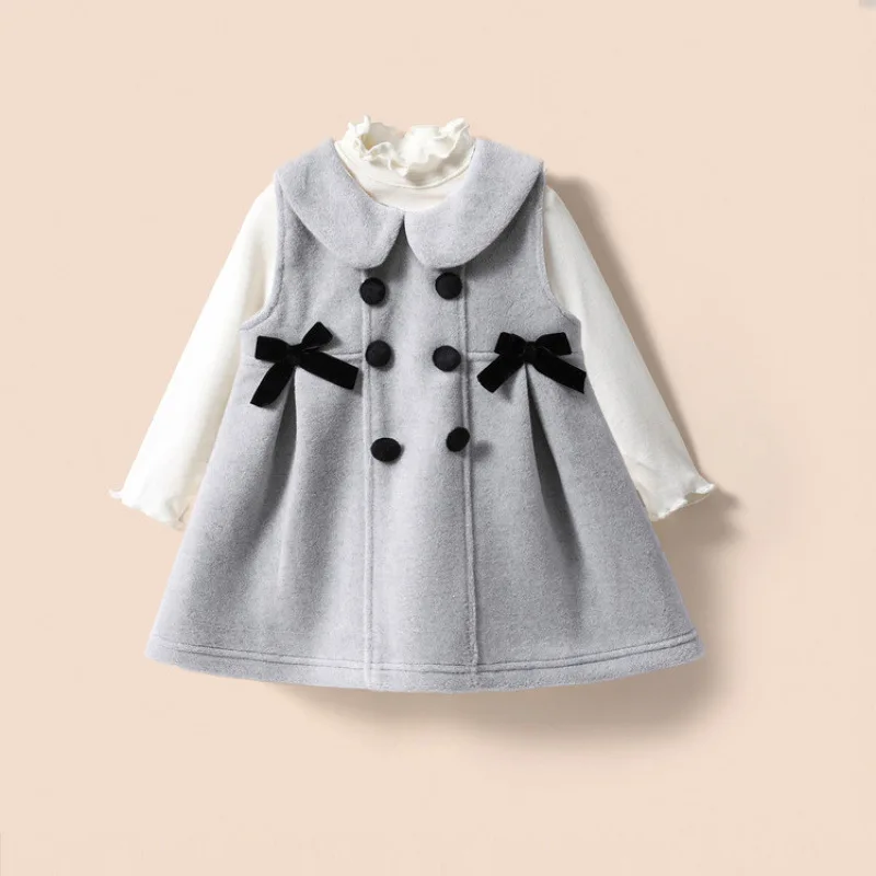 Baby Girl Doll Collar British Style High-end Vest Skirt Set Children's Foreign Style Fashionable Dress 2026 New