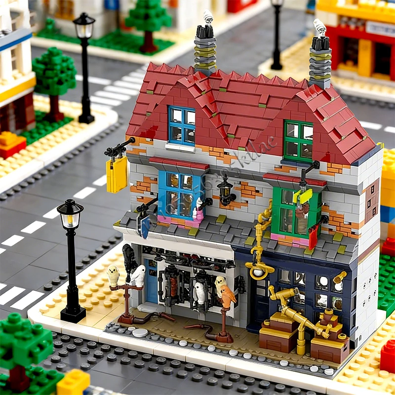 2175 pièces, ingénierie urbaine, Diagon Alley Emporium et Wiseacres, équipement de magie, MOC, personnalisable, modulaire, bricolage, jouets de vacances, cadeaux