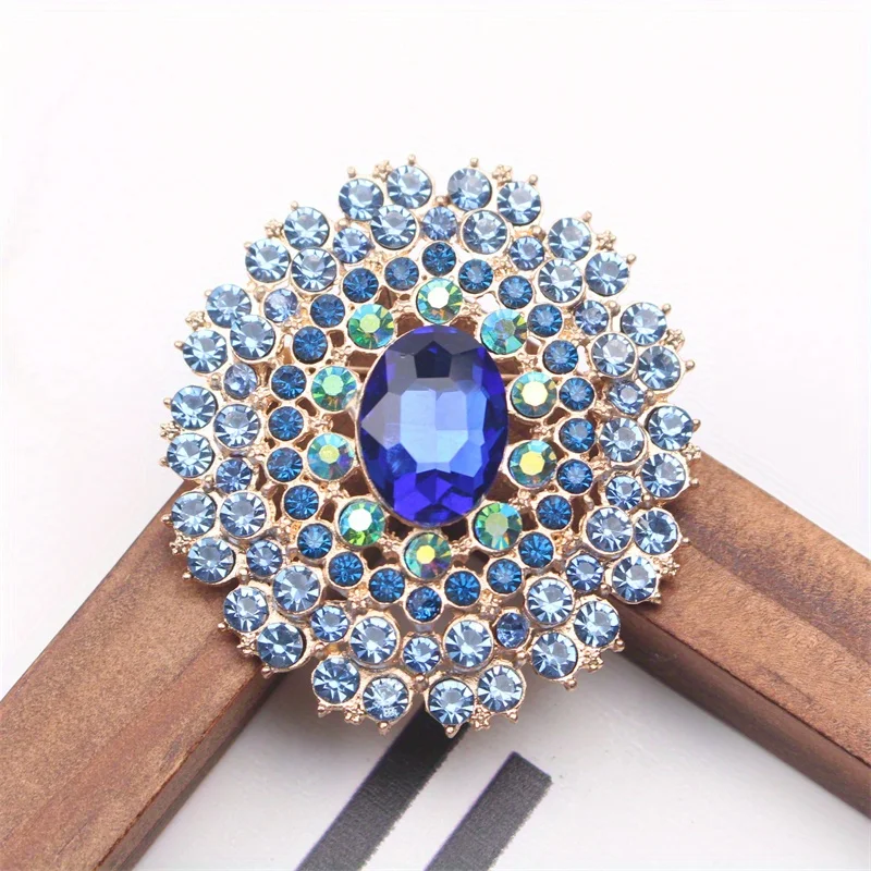 Rhinestone Oval Large Glass Brooch Exaggerated Atmospheric Pin Women's Corsage Clothing Accessories