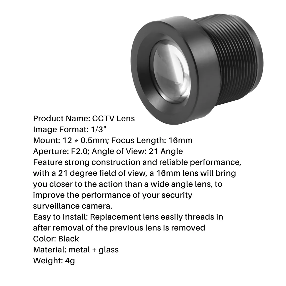 كاميرا مراقبة CCTV SODIAL(R) عدسة الأشعة تحت الحمراء ، طول لوحة التركيز ، 16