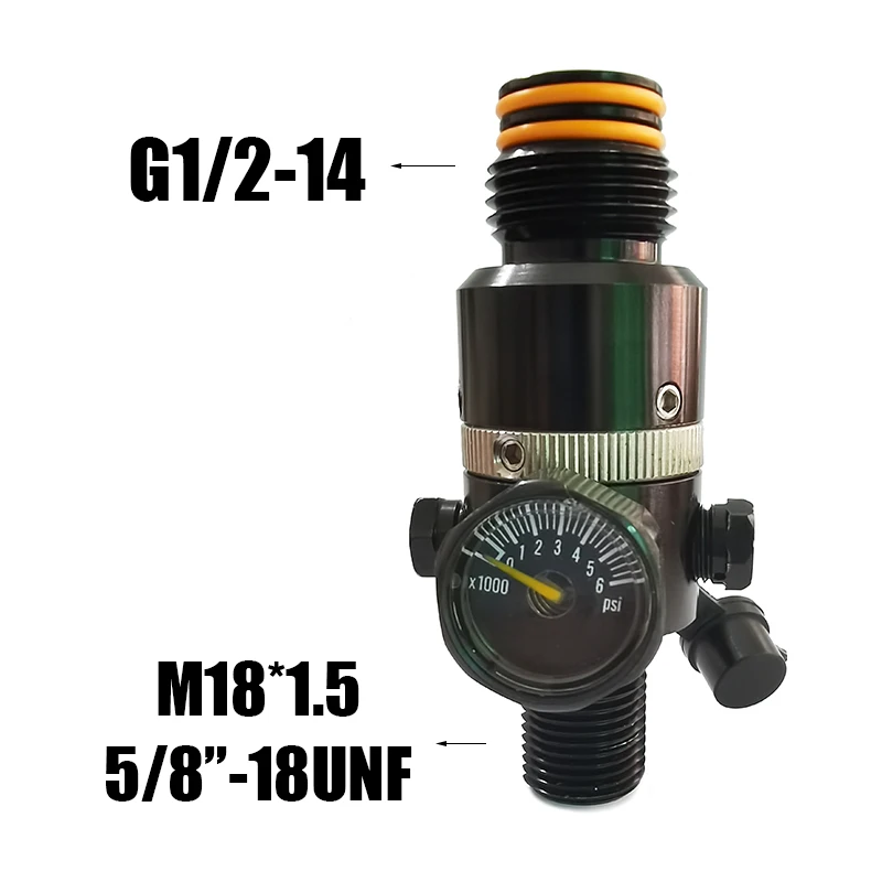 Nuovissimo HPA Rotatable Regulator Valve Gauge stazione di riempimento pneumatica valvola dell'aria uscita di regolazione 800psi M18 * 1.5, 5/8 "-18UNF