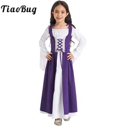 Girls Renaissance Vintage Dress Ball Gown Gothic Medieval Costume Maxi Dresses Halloween Victorian Theme Party Outfit