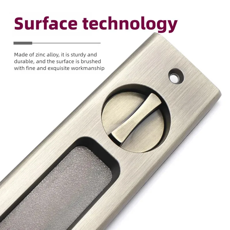 Invisible Sliding Door Lock - Heavy Duty Hook Lock with Handle for Kitchen, Bathroom & Wooden Tandem Doors