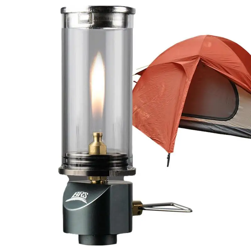 BRS Windproof Tent Butanes Lantern BRS-55 Dreamlike Candlelight Lamp Wickless Glass Shade Tent Light Burner Tent Supplies