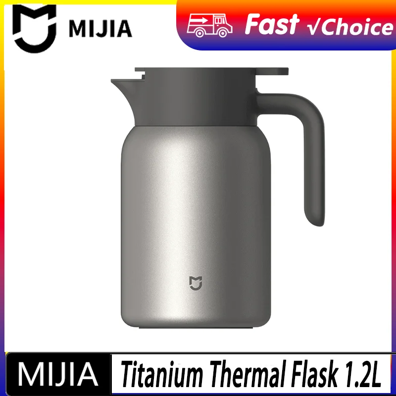 Mijia 1.2L Pure Titanium Thermos TA1 Tea Separation Filter Antibacterial Vacuum Carafe Push‑to‑Pour Lid Household Water Pot