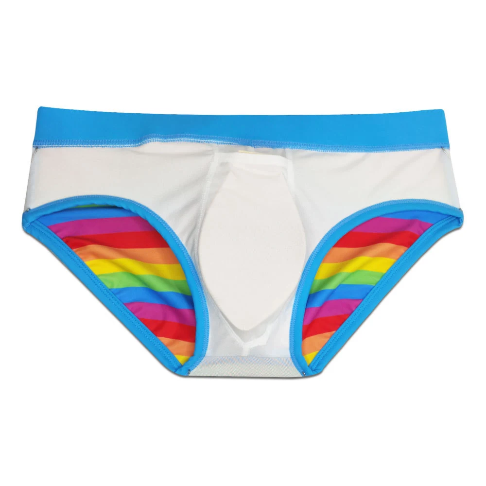 Swimming Pants Cup Mens Polyamide Polyester Portable Pouch Rainbow Sexy Surf Beach Swimwear Swim Trunks Big Bikini Briefs