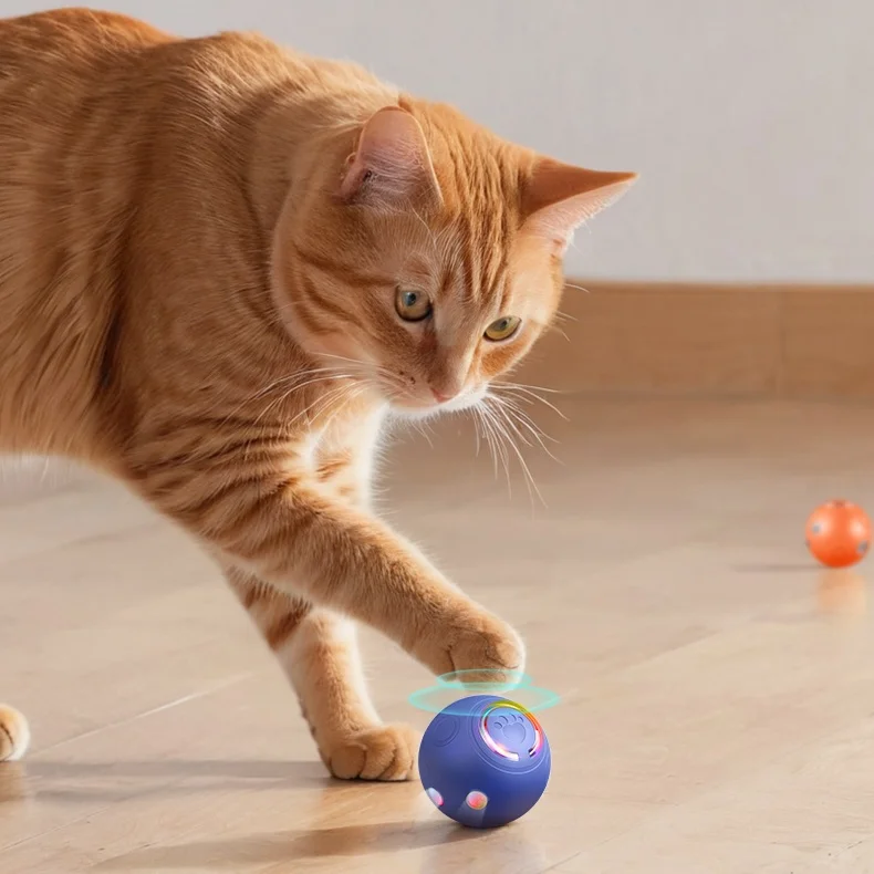 

2025 USB Rechargeable Automatic Luminous Rolling Ball Toy Funny Interactive Movement Toy Puppy Cat Pet Interactive Movement Toys