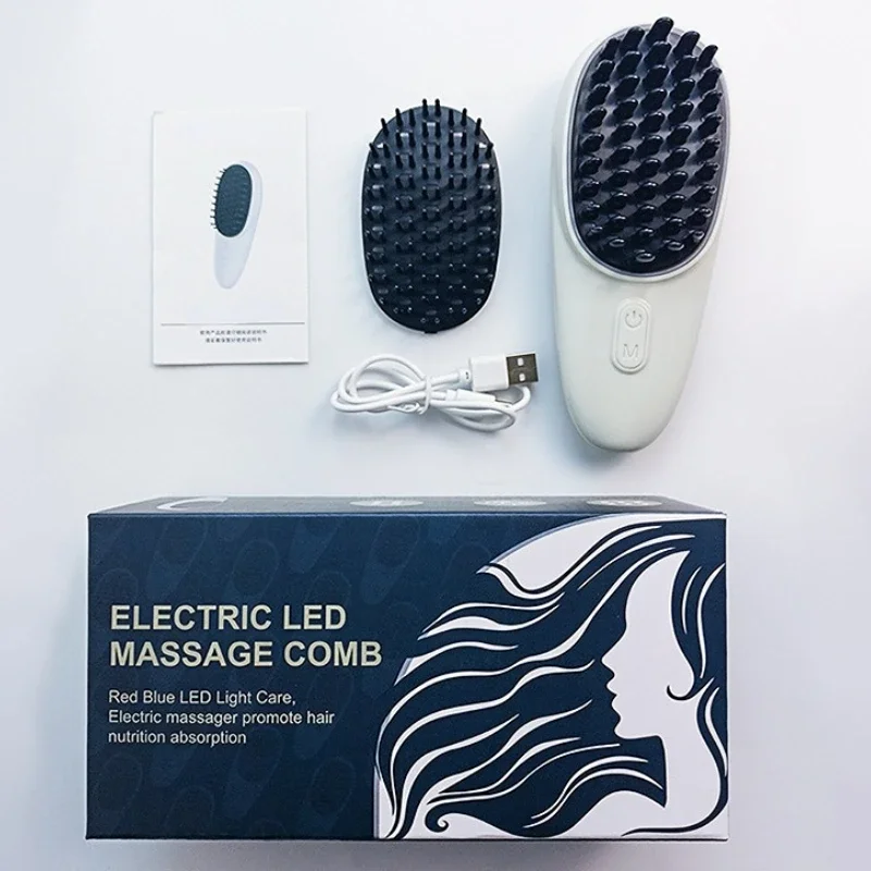 

Electric Scalp Massage Comb Red Blue Light Therapy Hair Growth Head Massager Anti Hair-loss High-frequency Vibration Hair Brush