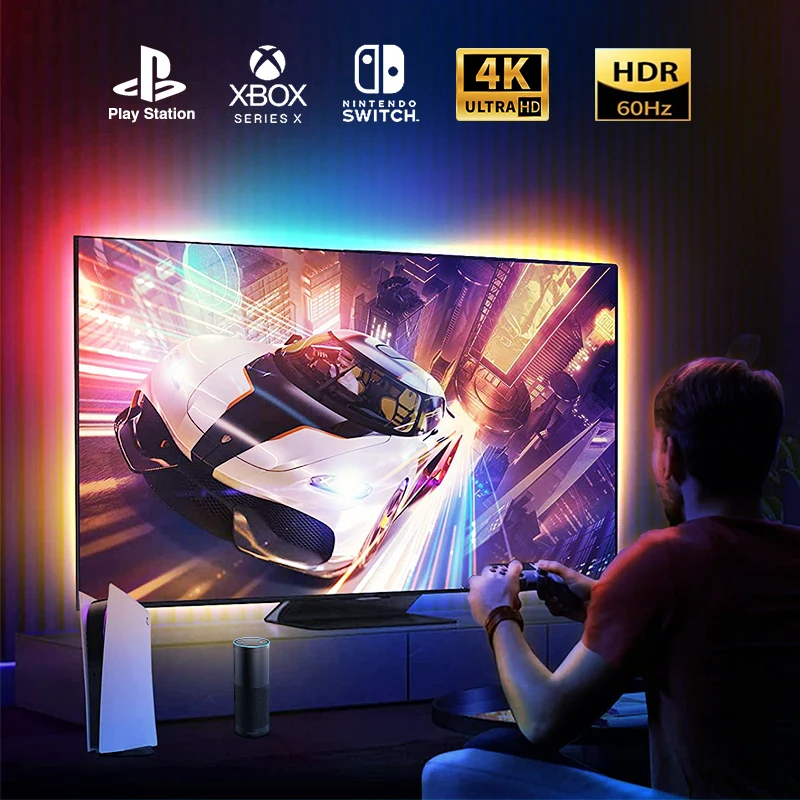 Inteligentny telewizor z podświetleniem z podświetleniem Led do 4K HDMI-compatibleUSB zestaw oświetlenia Led synchronizacji kolorów ekranu RGBIC dla