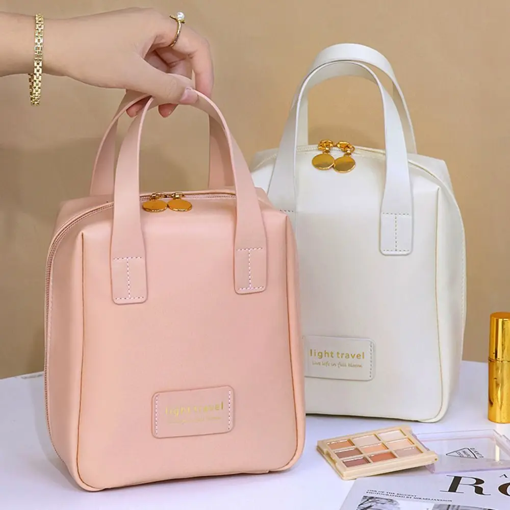 Borsa cosmetica di grande capacità borsa per il lavaggio portatile di moda borse per la conservazione in pelle PU organizzatore per il trucco