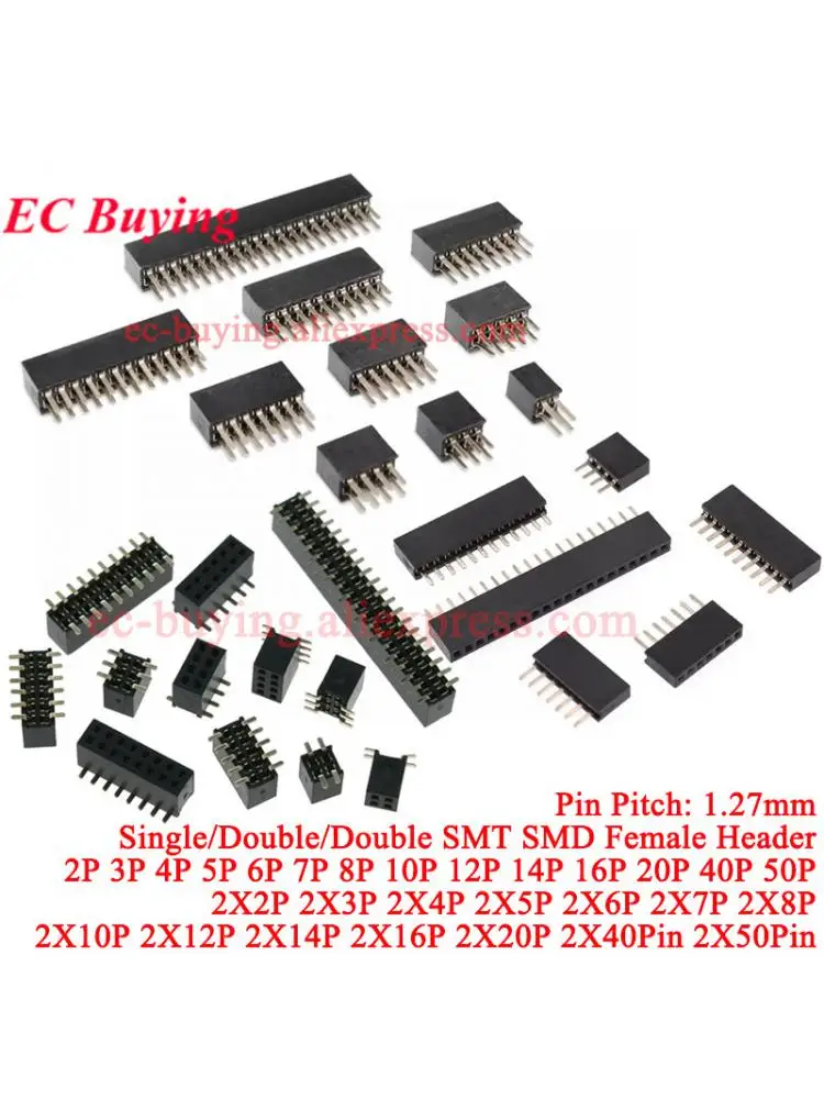 10-20 szt. 1.27mm 1.27 Jedno/Dwu SMT SMD Rząd Żeński 2~50P Odłączany PCB Płytka Rozdzielcza Gniazdo Złącze Pinheader 2*3p 2*10P — zdjęcie 2
