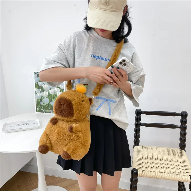 New Kawaii Plushie Doll Capybara Plush Backpack Handbag Children\'s Bag Toy Shoulder Bag Mini Knapsack Bags Gifts for Girlfriend