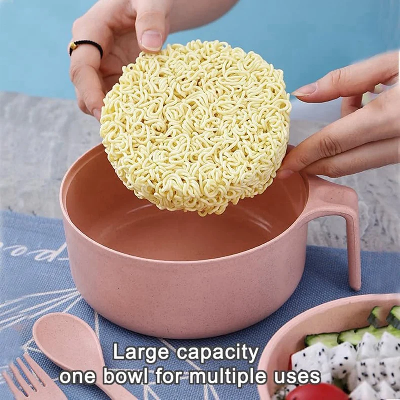 Microwave Ramen Bowl Set With Chopsticks - Durable, Microwavable Noodle Cooker With Lid, Ideal For Dorms