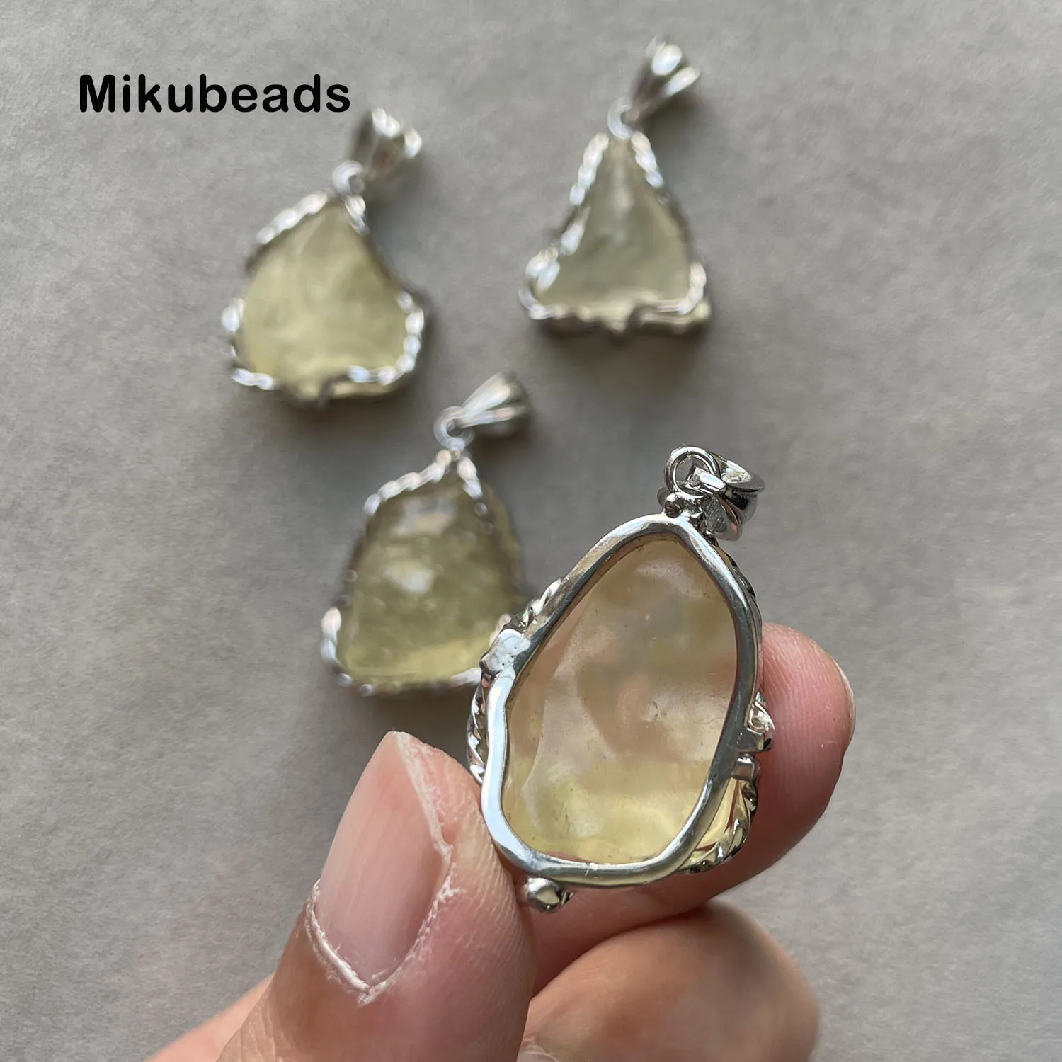 Wholesale S925 Natural Libya Golden Irregular Meteorite Glass Pendant For Making Jewelry DIY Necklace Bracelet Gift