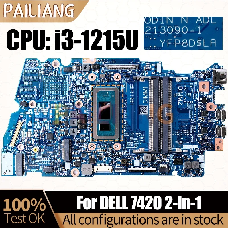 213090-1 For Dell Inspiron 7420 2-in-1 Notebook Mainboard SRLFT i3-1215U CN-05C5YM 05C5YM Laptop Motherboard Full Tested