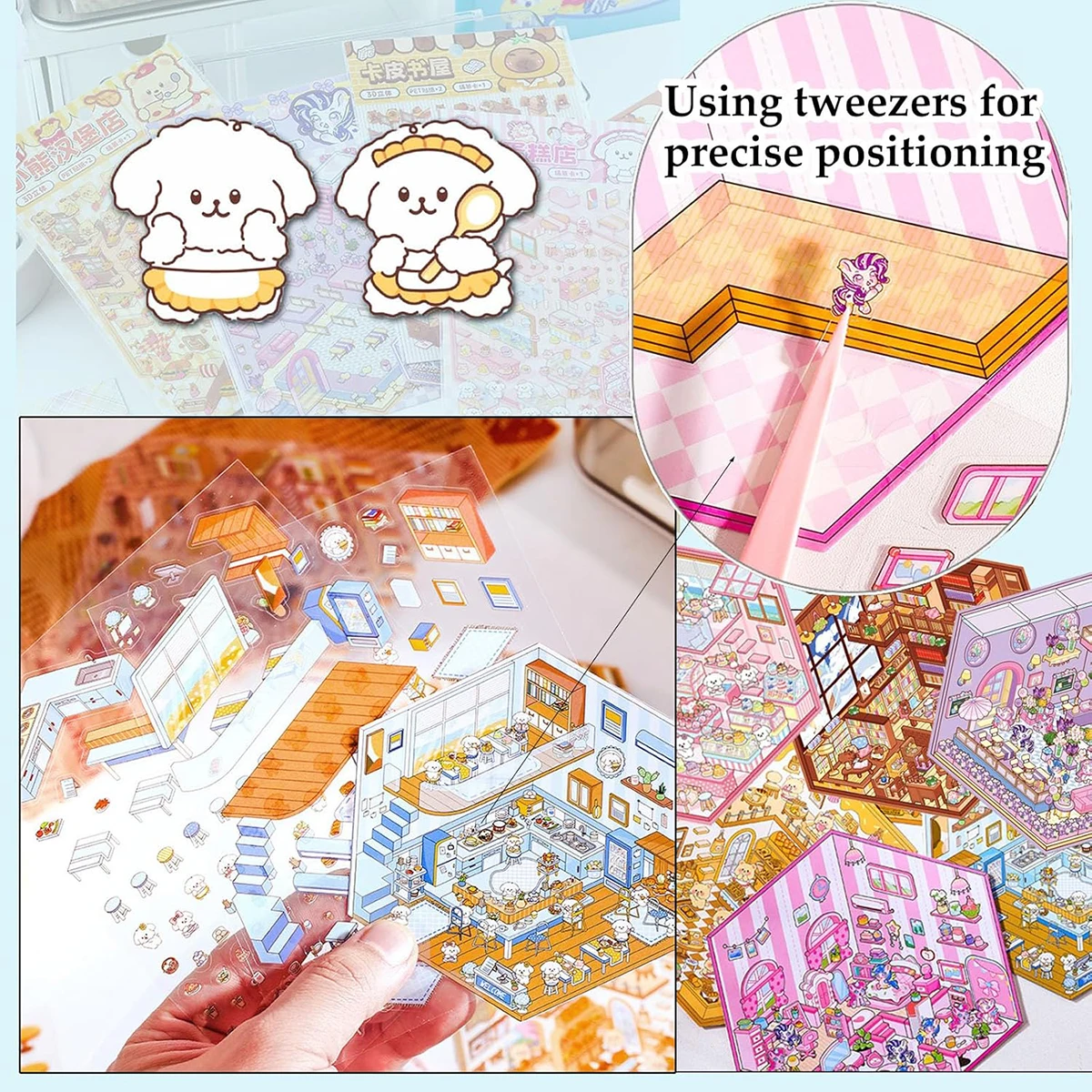 DIY 3D-Aufkleber-Szenen: Machen Sie Ihr Zuhause süß – Kawaii-Therapie-Aufkleber zur Stresslinderung, Weihnachts- und Oster-Aktivitäten, Geschenkidee für den Osterkorb – Detail 5