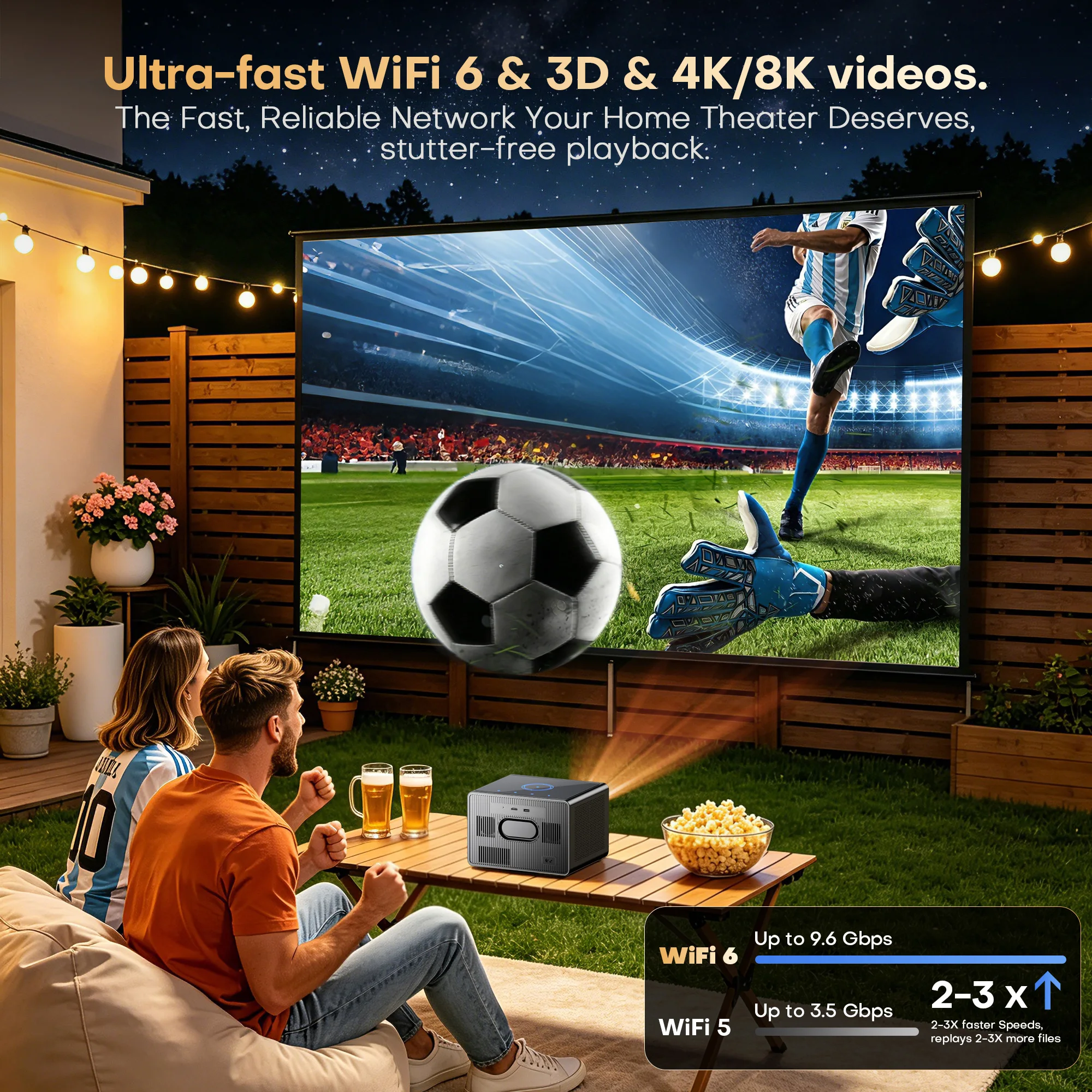 2026 XIWBSY 4K Android 14.0 Netflix Projektor 4000ANSI Google TV Projektor Outdoor-Filmprojektor Versiegelter Optischer Projektor – Detail 6