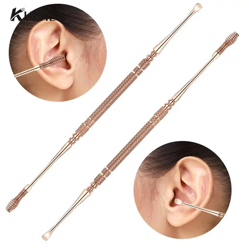 Double Head Stainless Steel Spiral Earpick Ear Scoop Earwax Digging Tools Earwax Curette Spoon Care Ear Clean Toolear Cleaner