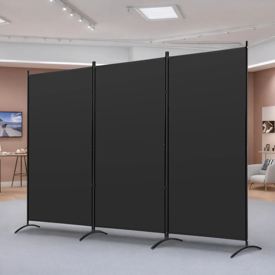 3 Panel Room Divider 6 FT Tall Folding Privacy Screens Partition Separator Black