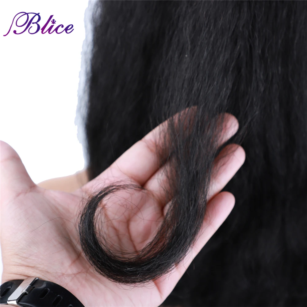 Blice-Postiches queue de cheval synthétiques pour femmes, extensions de cheveux crépus et raides, chaîne de proximité, deux peignes