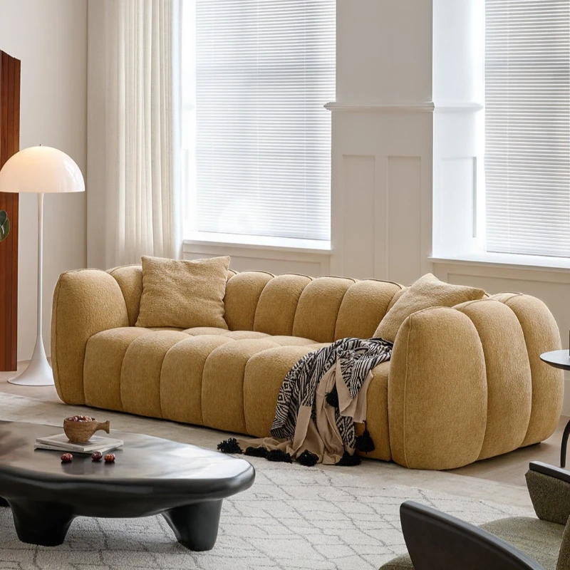 

cream wind pumpkin sofa compressed sponge 2.2 meters frameless sofa straight row small sofás para sala living room furniture