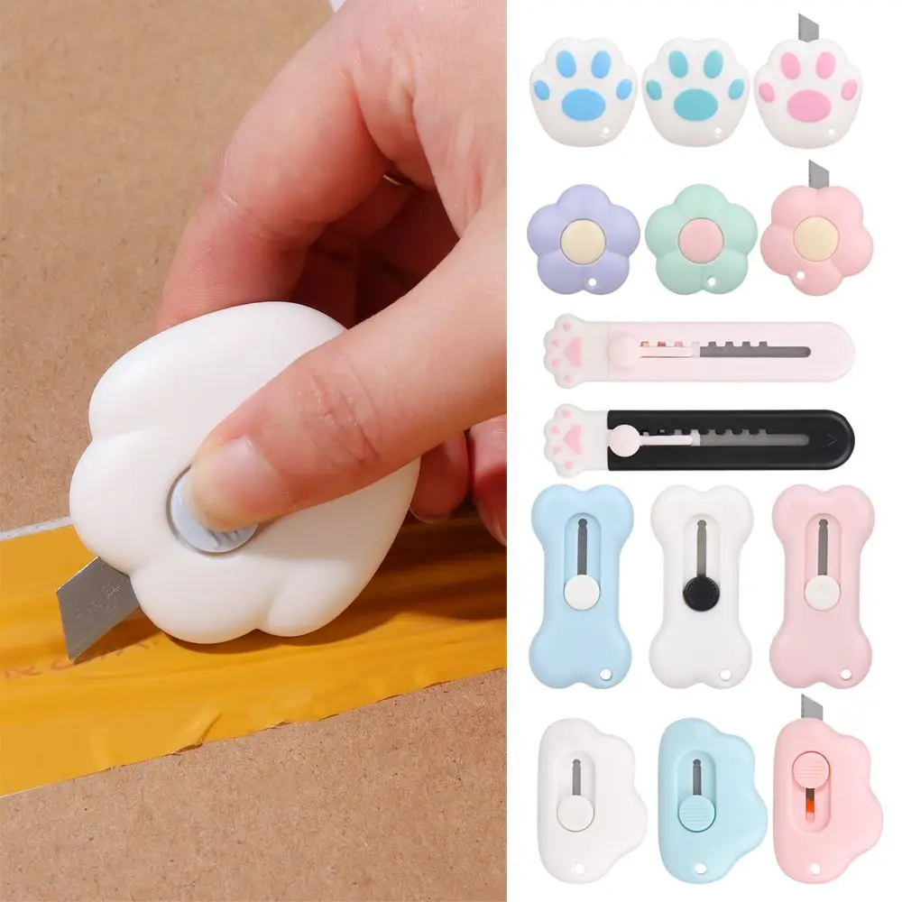 1PC Cute Pink Cat Paw Mini Portalble Utility Knife Retractable Cutter Envelope Opener Paper Cutting Tool School Office Supplies