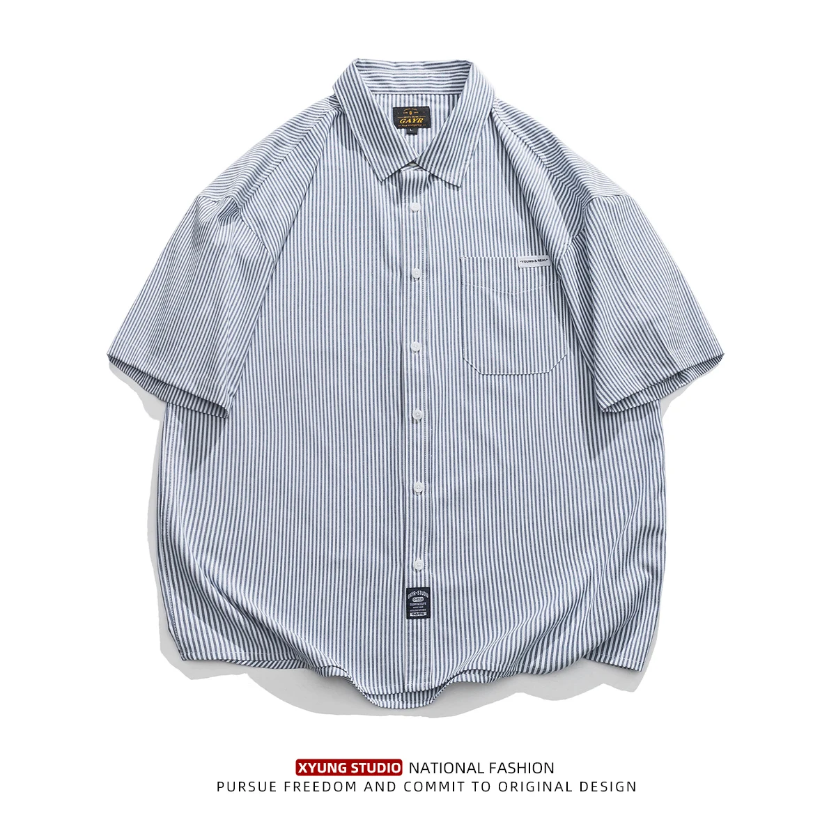 

Простая повседневная мужская рубашка с коротким рукавом в полоску, летняя тонкая верхняя одежда, легкий хлопковый топ