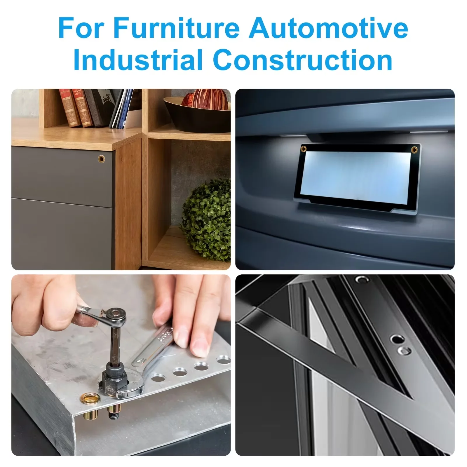 7Pcs M3-M12 Carbon Steel Rivet Nut Tool Kit - Manual Wrench & Drill Compatible for Auto Repair Shelving Blind Rivet Installation