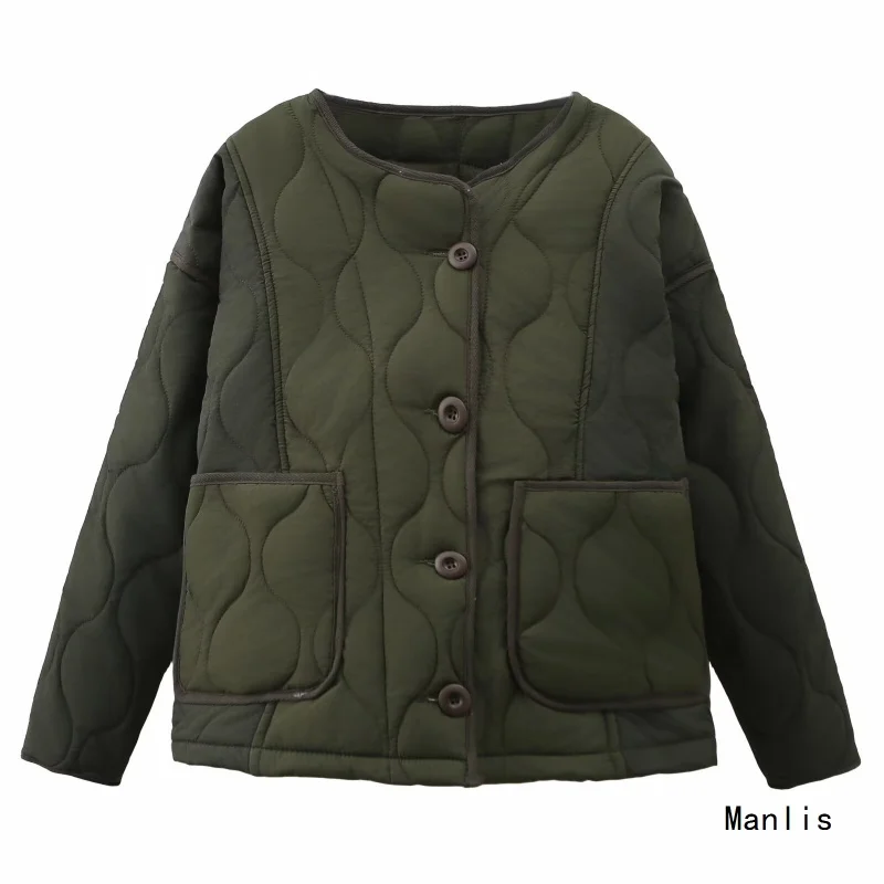

European and American Style2025New Fashionable and Elegant Women's Clothing with Color Block Design Cotton Jacket