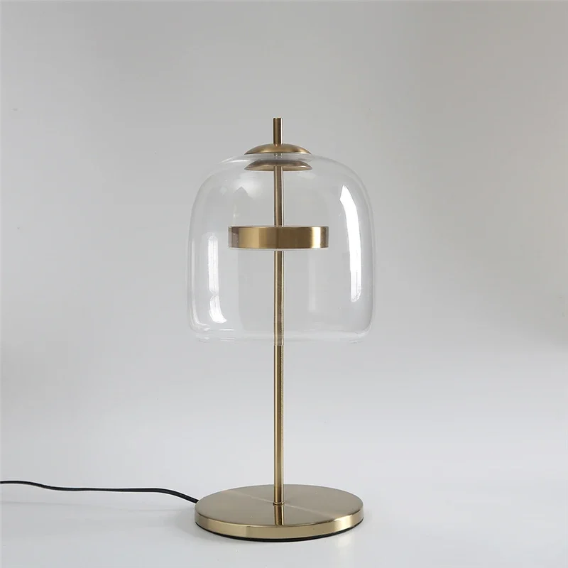 Modern Glass Lampshade Led Table Lamp Simple Bedroom Bedside Desk Lights Nordic Creative Designer Glass Home Decor Table Lamps