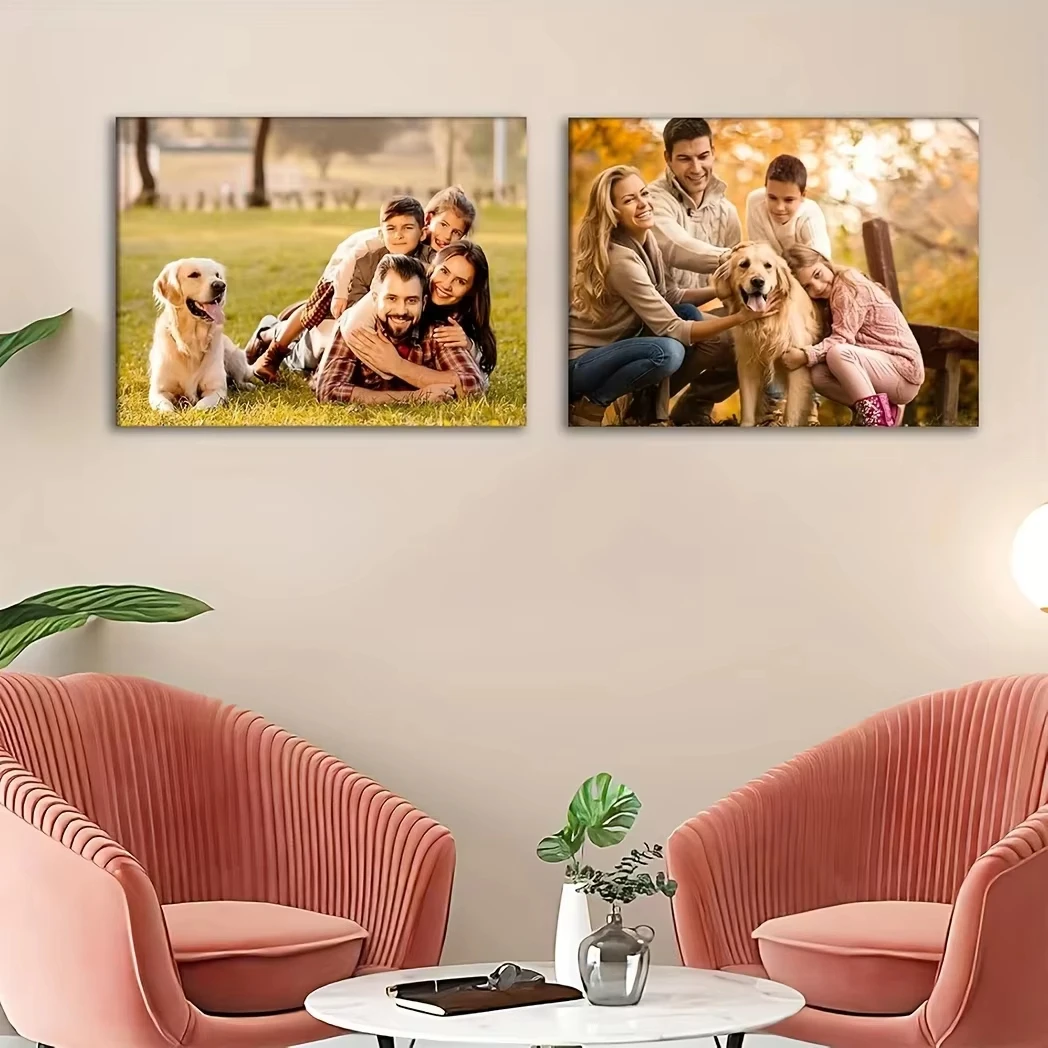 صور شخصية مخصصة يطبع قماش لوحات ملصقات مخصصة هدايا عيد الحيوانات الأليفة صور الزفاف لفن الحائط #4